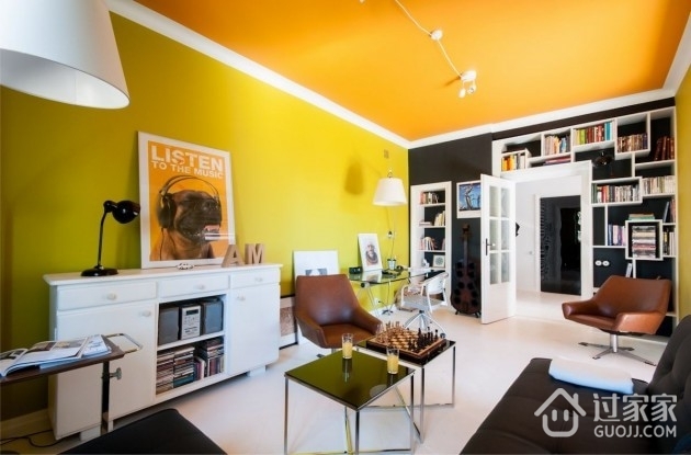 橙色活力一居室欣赏客厅全景