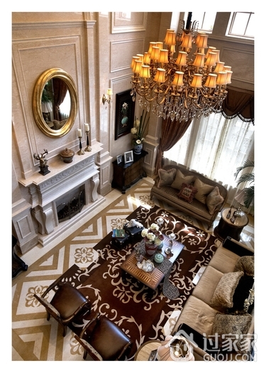 欧式风格别墅套图设计客厅俯视图