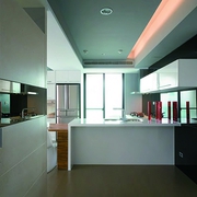 现代白色单身公寓设计厨房