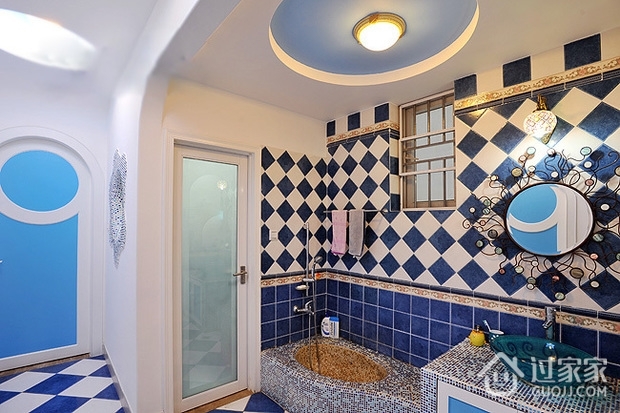 87平蓝色地中海案例欣赏洗手间设计