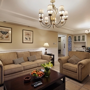 76平美式舒适两居欣赏客厅设计