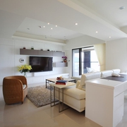 98平现代白色住宅欣赏客厅设计