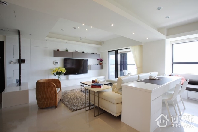 98平现代白色住宅欣赏客厅设计
