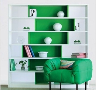 绿色简约生活气息欣赏客厅书架