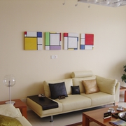 现代简约样板房设计客厅沙发背景墙