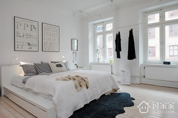 白色北欧两居案例设计欣赏卧室窗户设计