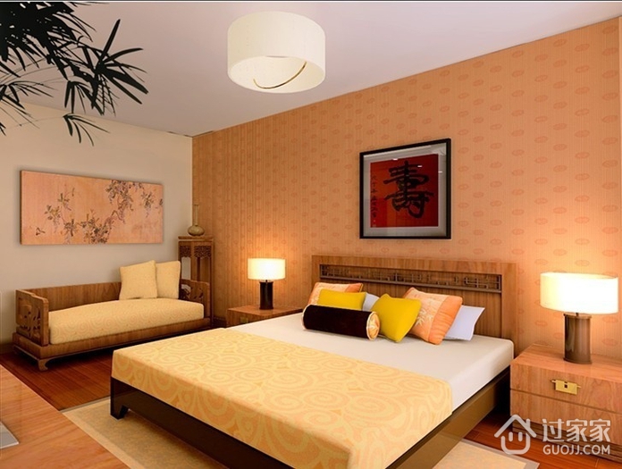 中式风格案例效果图欣赏卧室陈设