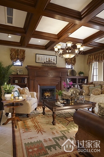 美式风格别墅装修设计效果客厅效果图