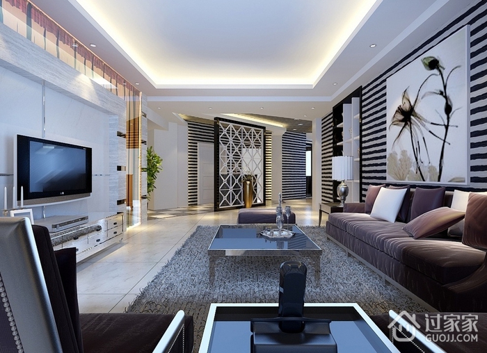 77平白色现代住宅欣赏客厅设计