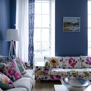 蓝色简约一居室欣赏客厅窗帘