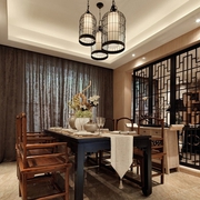 105平新中式风格住宅欣赏餐厅设计