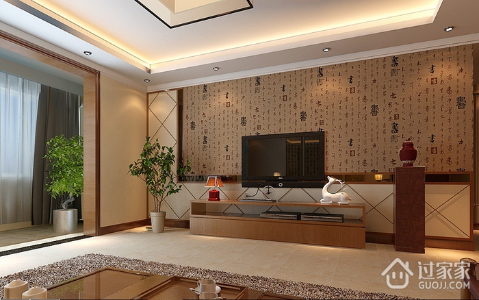 77平新中式住宅欣赏客厅设计