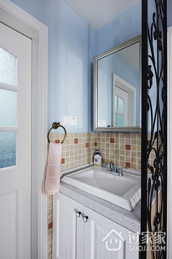 74平蓝色地中海住宅欣赏洗手间设计
