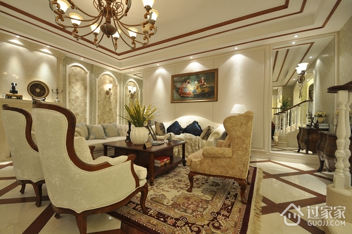 美式别墅客厅装修设计效果图