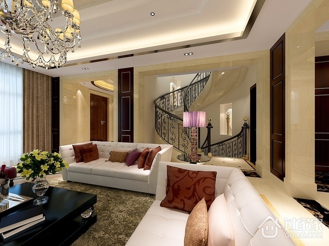 127平奢华欧式住宅欣赏客厅设计