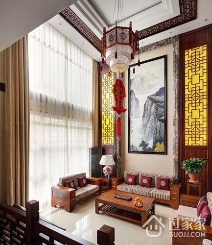 中式优雅复式住宅欣赏客厅