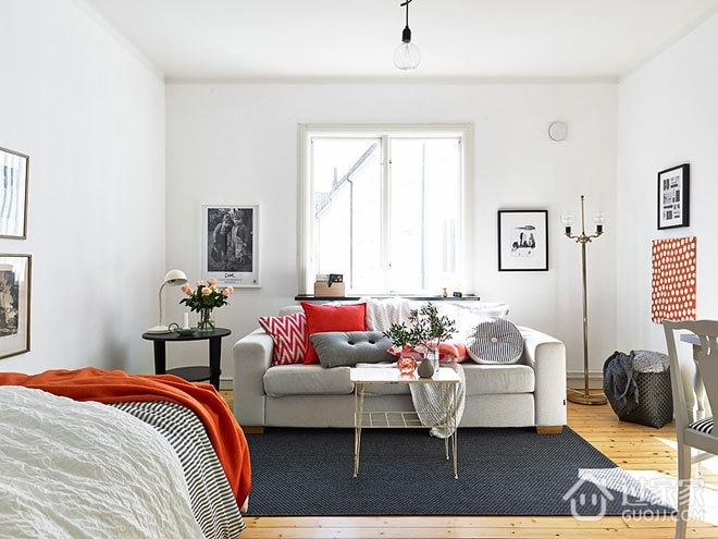 37平白色宜家单身公寓欣赏客厅设计