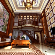 中式风格装饰设计效果客厅正视图