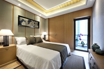 原木清风新中式欣赏卧室