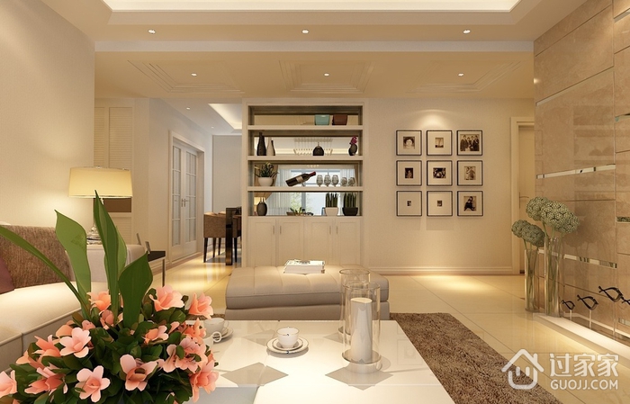 摩登现代客厅酒柜设计效果图 完美三居室