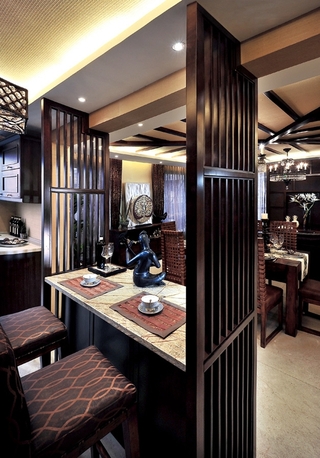成熟稳重新中式住宅欣赏餐厅效果