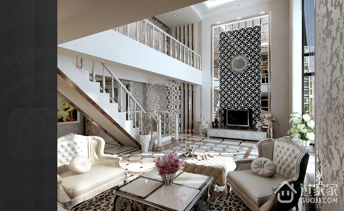 现代风格别墅设计效果图客厅楼梯