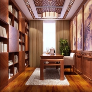 120平新中式雅居欣赏书房书架