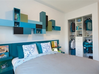 现代简约优雅蓝色欣赏卧室陈设
