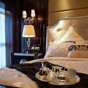 新古典样板间设计卧室银色茶具