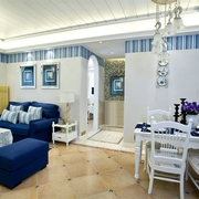 92平蓝色地中海欣赏客厅设计