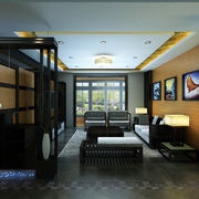 102平新中式风格住宅欣赏客厅效果图