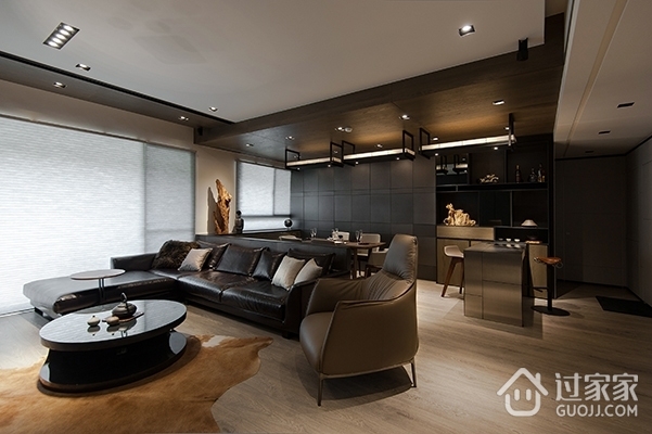 现代住宅设计效果客厅皮质沙发