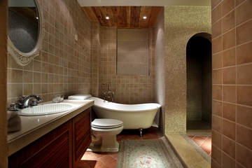 地中海风复式设计卧室浴室