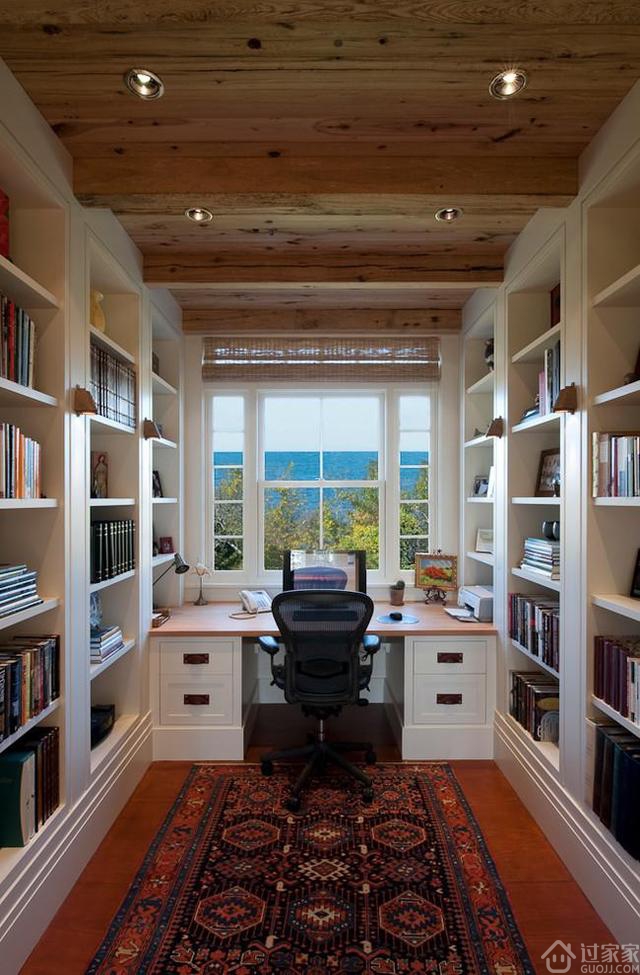 50款创意家庭书房设计，书柜+书桌的完美搭配