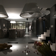 现代风格白色渲染空间厨房设计