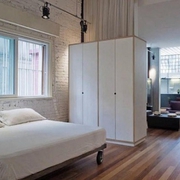 白色现代开放式公寓欣赏卧室