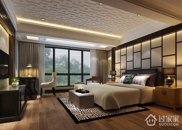 中式风格效果图案例欣赏卧室效果