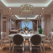 112平欧式风三居室欣赏餐厅餐桌设计
