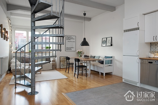 70平米北欧复式住宅欣赏楼梯间设计