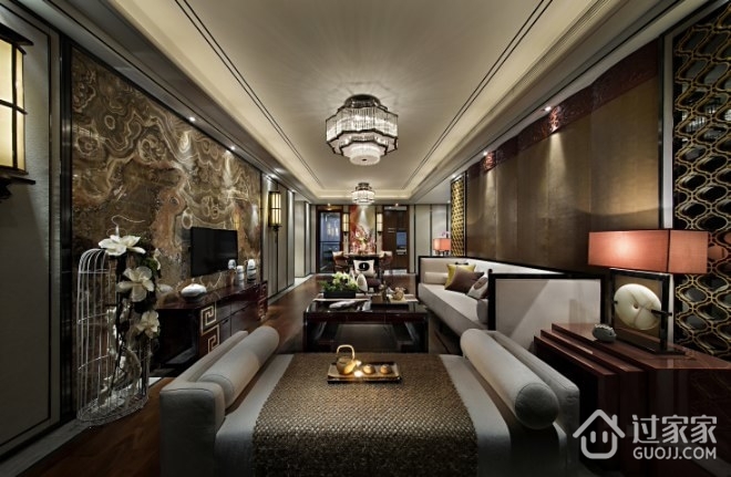 中式经典深色住宅欣赏客厅设计