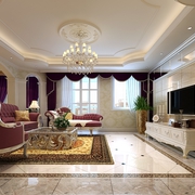欧式风格装饰设计效果客厅全景