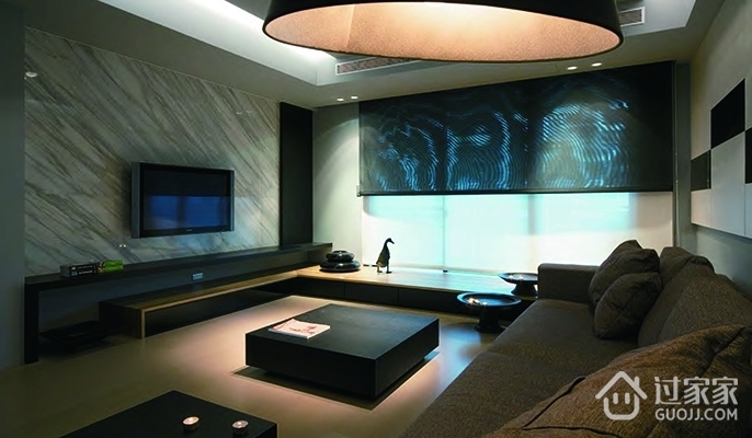 现代白色单身公寓设计客厅