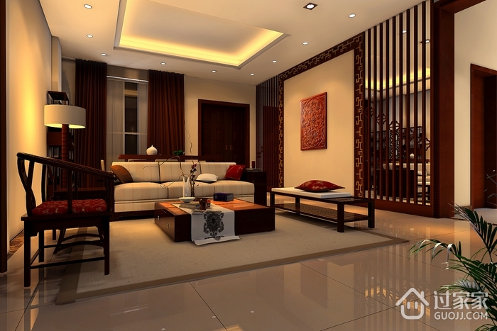 中式风格设计样板房效果图欣赏客厅效果