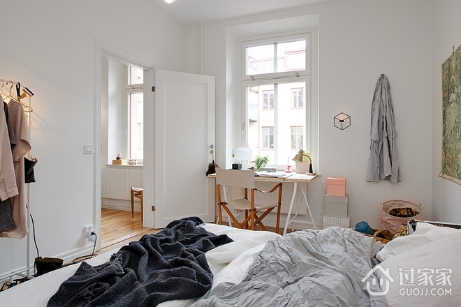 98平白色北欧住宅欣赏卧室