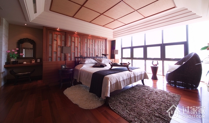 中式风木质卧室效果图