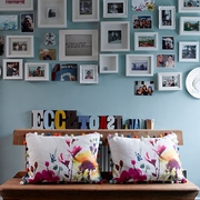蓝色简约一居室欣赏客厅照片墙