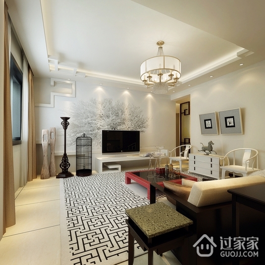 新中式风格样板房欣赏客厅