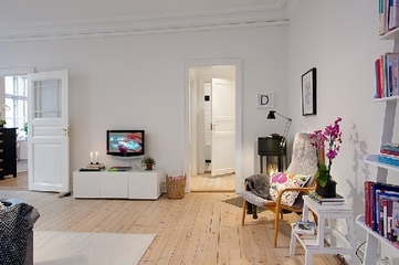 白色北欧两居案例欣赏客厅电视柜