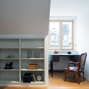 白色现代阁楼设计案例欣赏书房书架