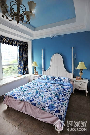 87平蓝色地中海案例欣赏卧室设计